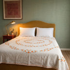 Lush Fern Embroidered Cotton Queen Bedspread