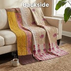 Lotus Haze Vintage Cotton Kantha Throw