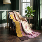 Lotus Haze Vintage Cotton Kantha Throw