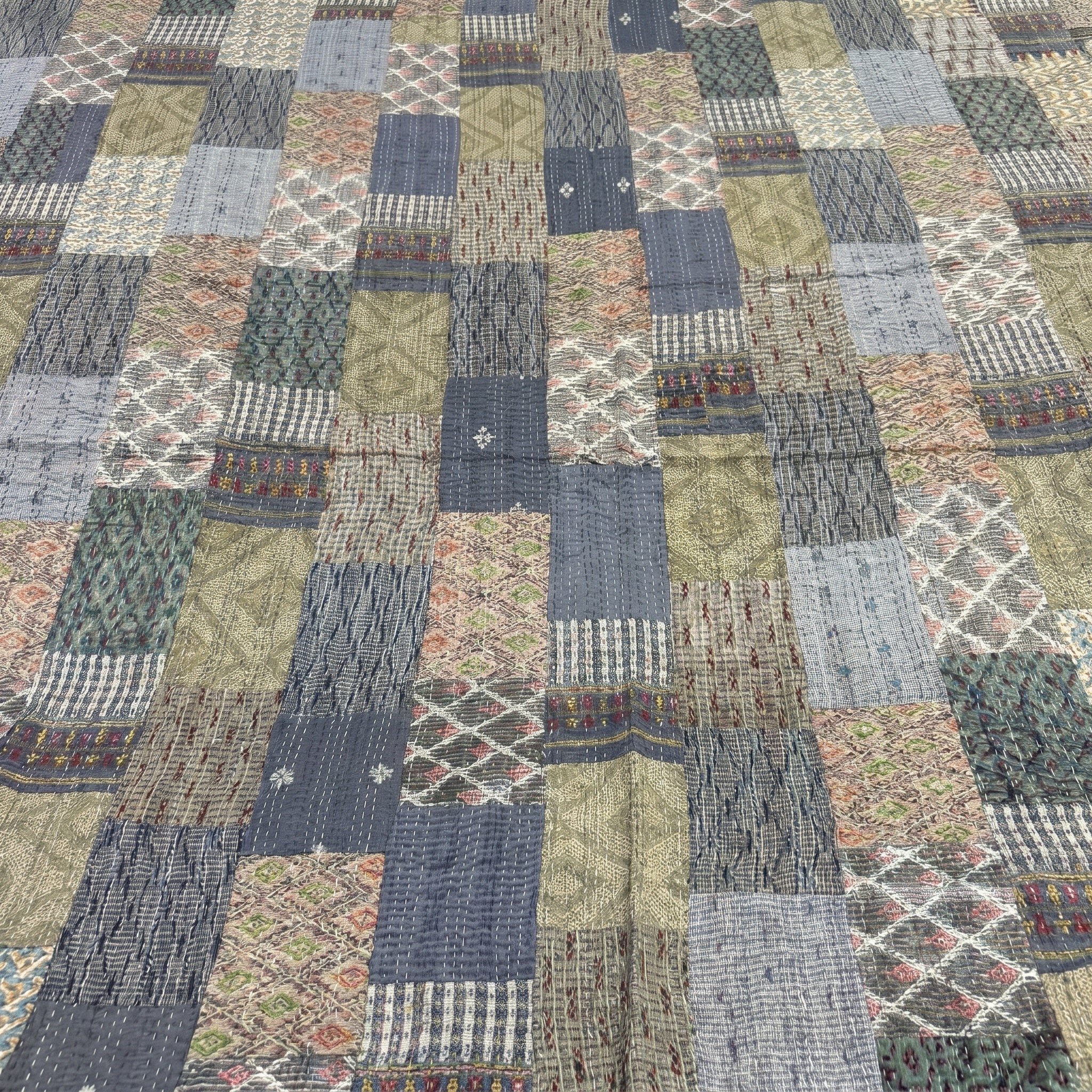 Silk Grey goose Luxury Patola Kantha Bedspread