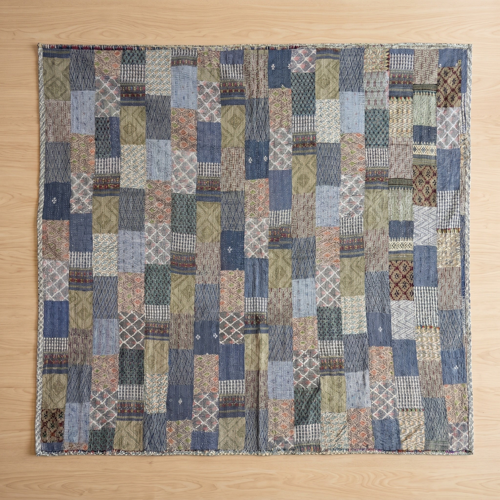 Silk Grey goose Luxury Patola Kantha Bedspread
