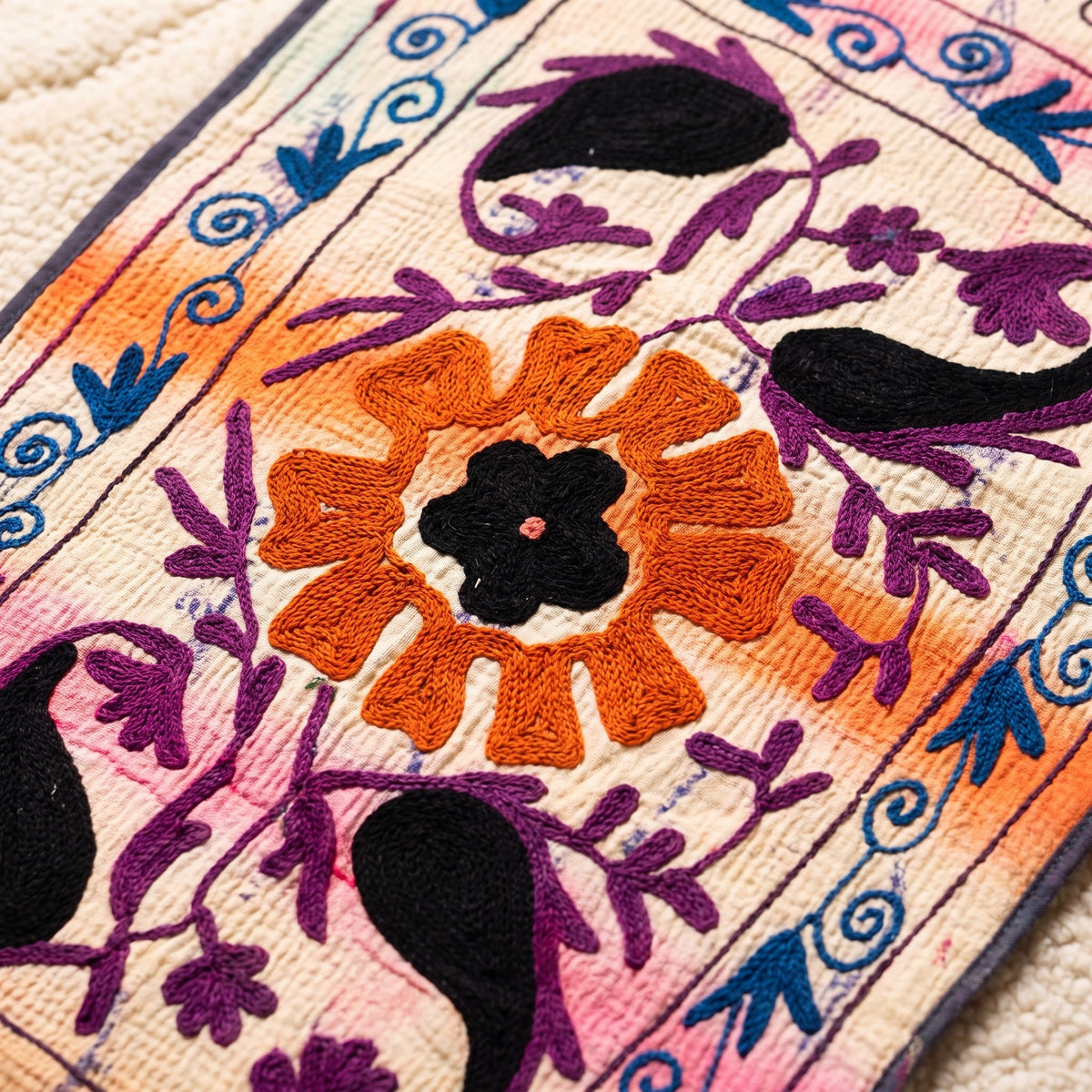Northern Meadow Exclusive Hand Embroidered Suzani Kantha Runner