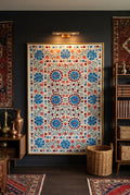 Swaying Sprig Hand-Embroidered Cotton Suzani Throw