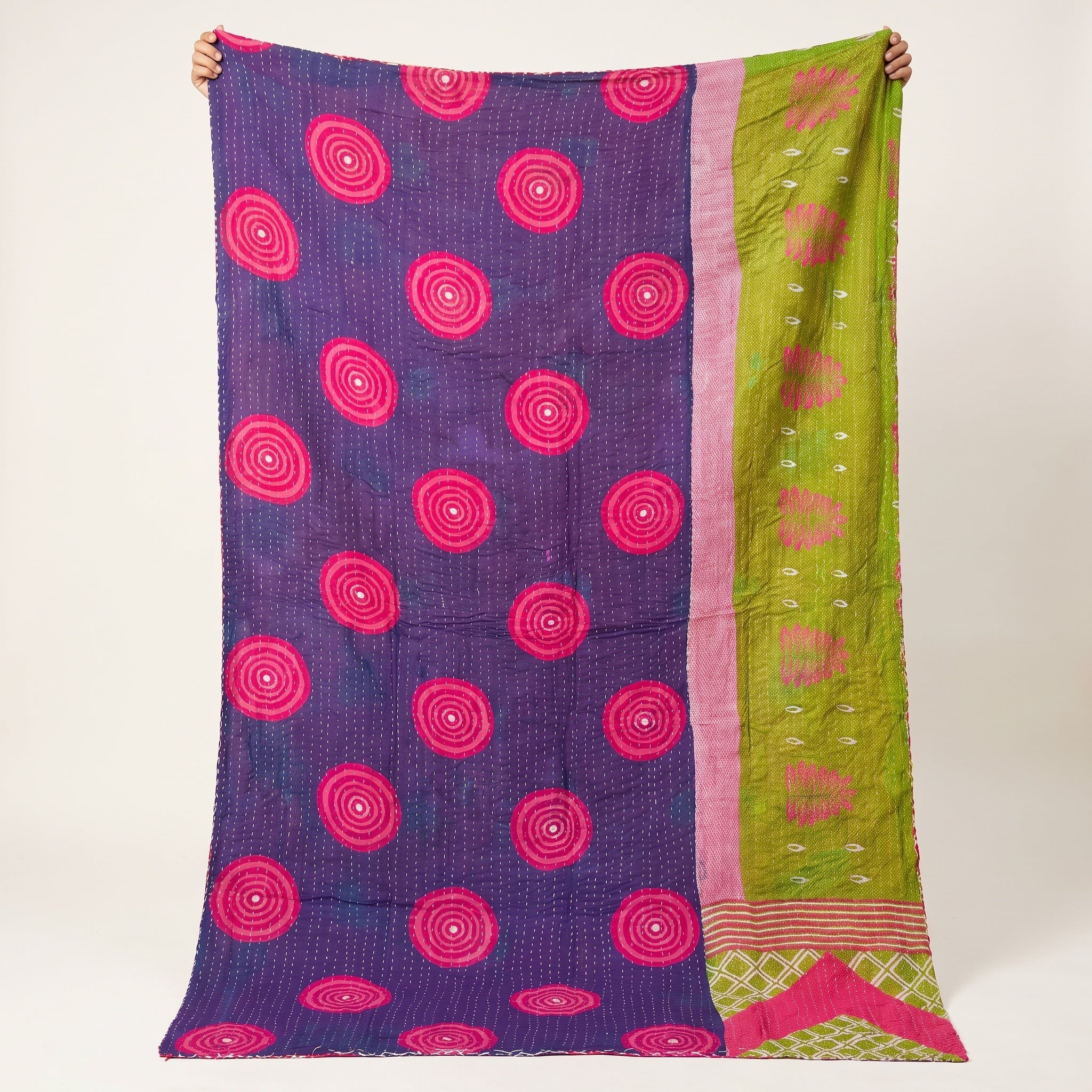 Jeté de lit en coton Kantha Nomad Stone Vintage