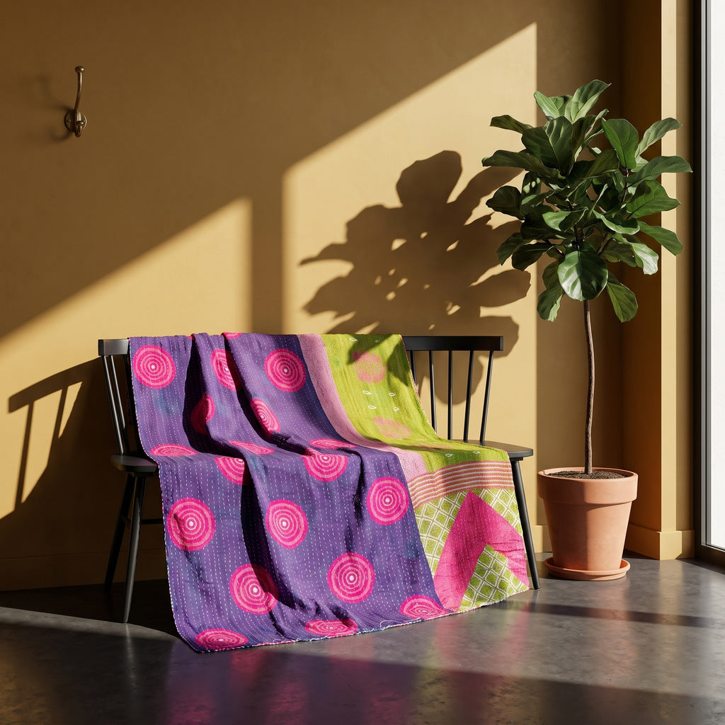 Nomad Stone Vintage Cotton Kantha Throw