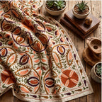 Drifting Dusk Hand-Embroidered Velvet Suzani Throw