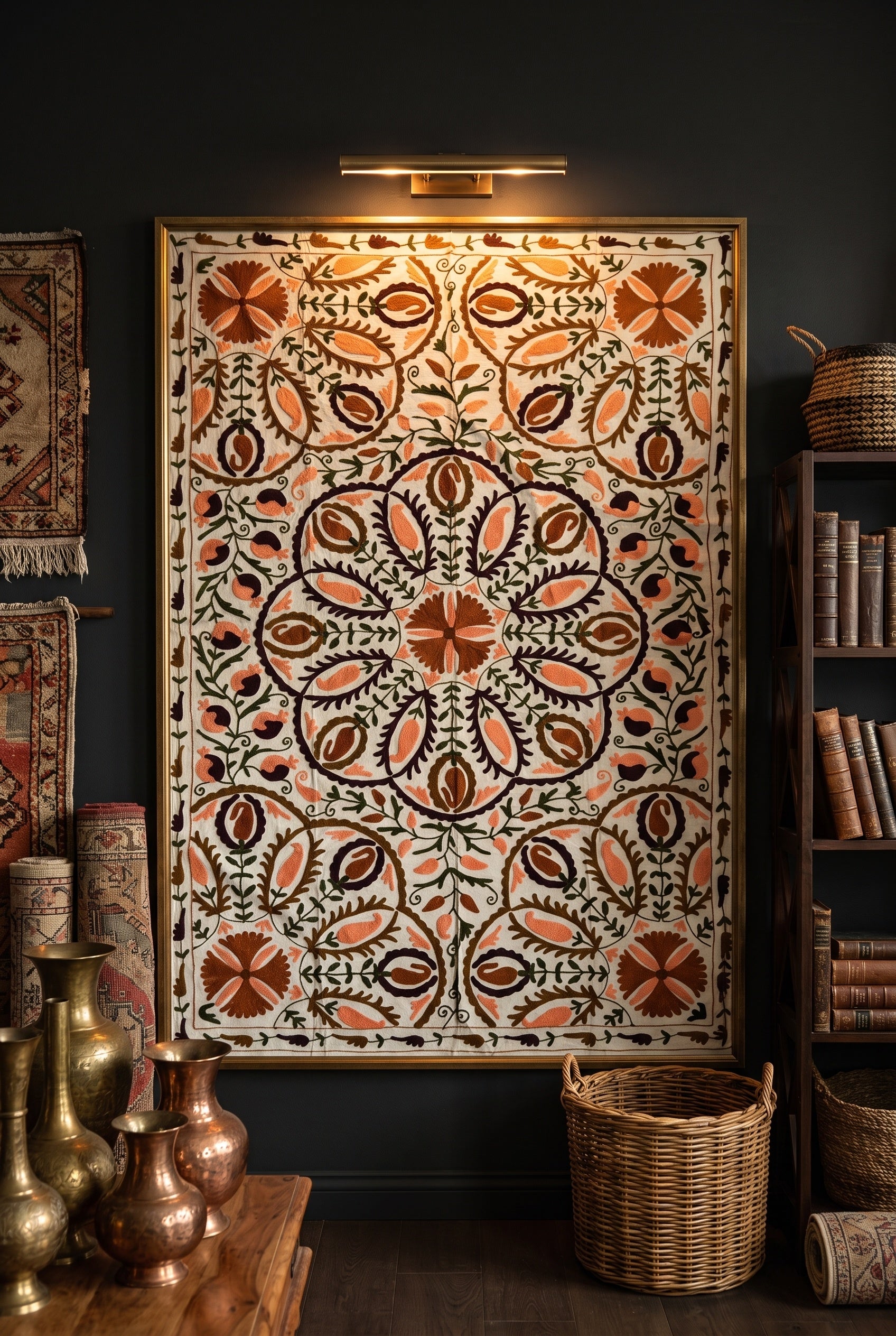 Drifting Dusk Hand-Embroidered Velvet Suzani Throw