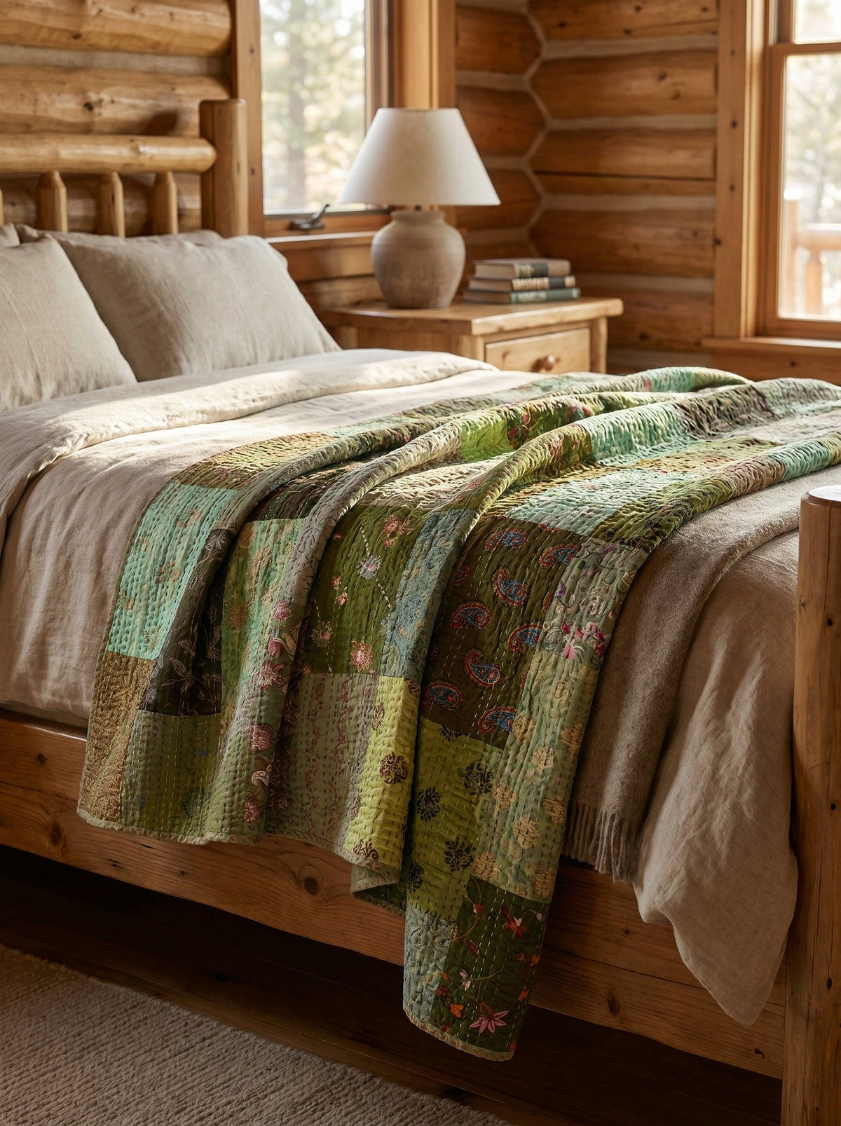 Artful Clay Luxury Patola Kantha Bedspread