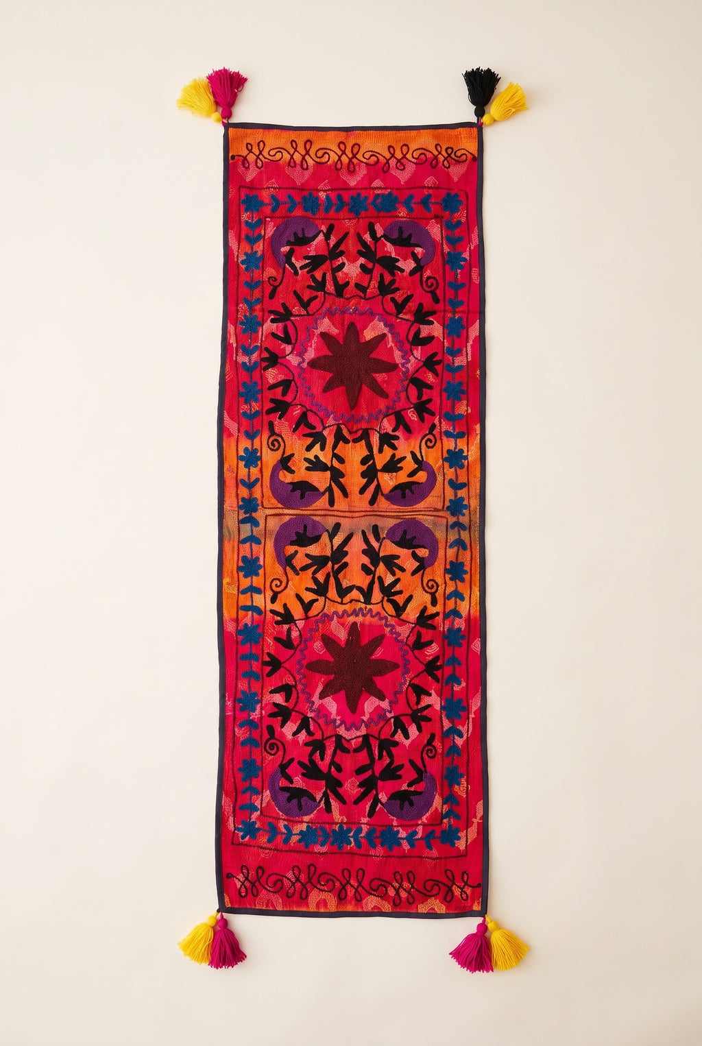 Wildflower Path Exclusive Hand Embroidered Suzani Kantha Runner