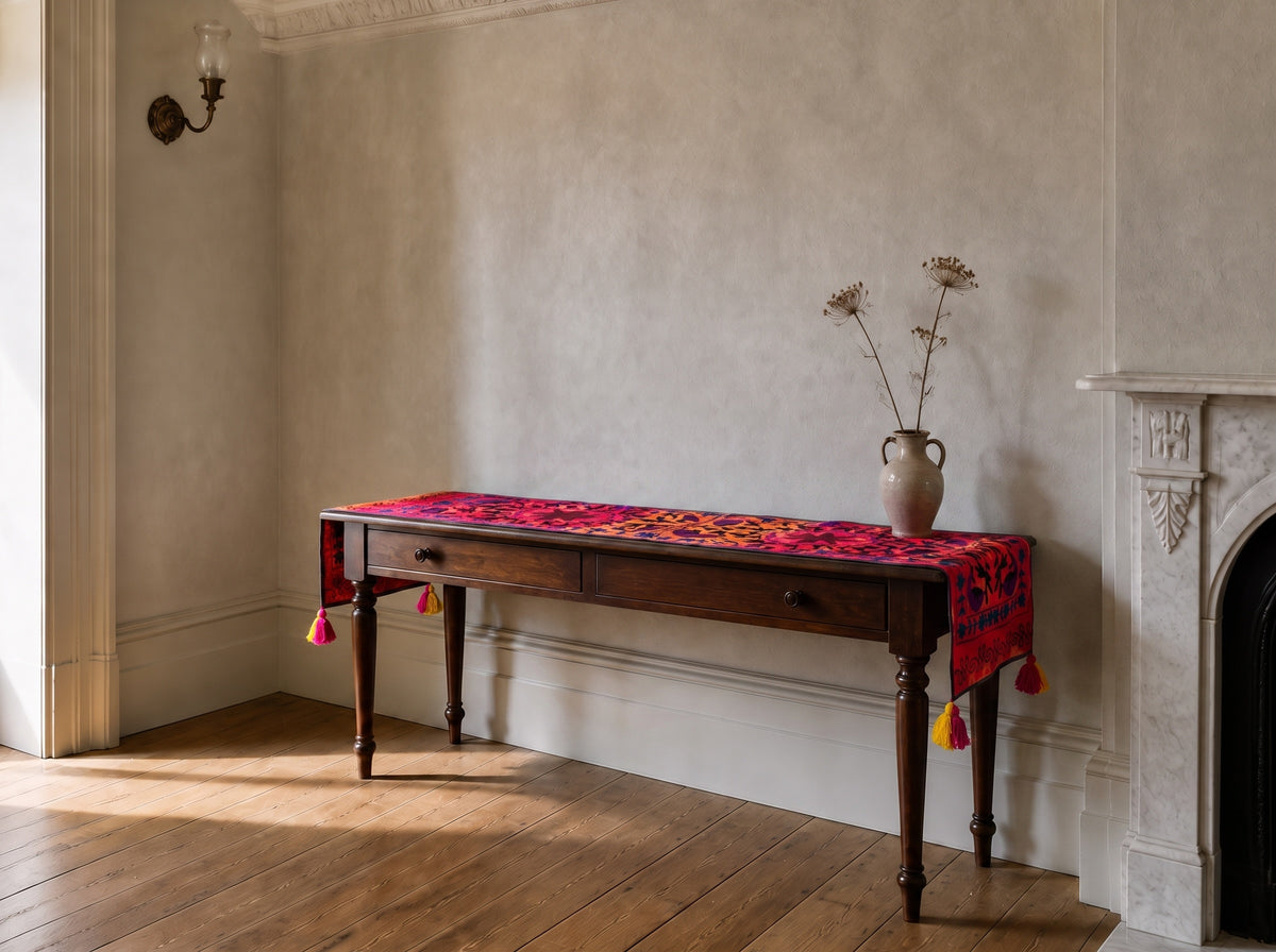 Wildflower Path Exclusive Hand Embroidered Suzani Kantha Runner