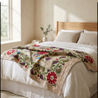 Lush Bloom Luxury Vintage Suzani Kantha Throw
