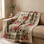 Lush Bloom Luxury Vintage Suzani Kantha Throw