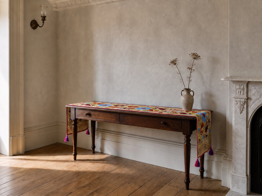 Willow Garden Exclusive Hand Embroidered Suzani Kantha Runner