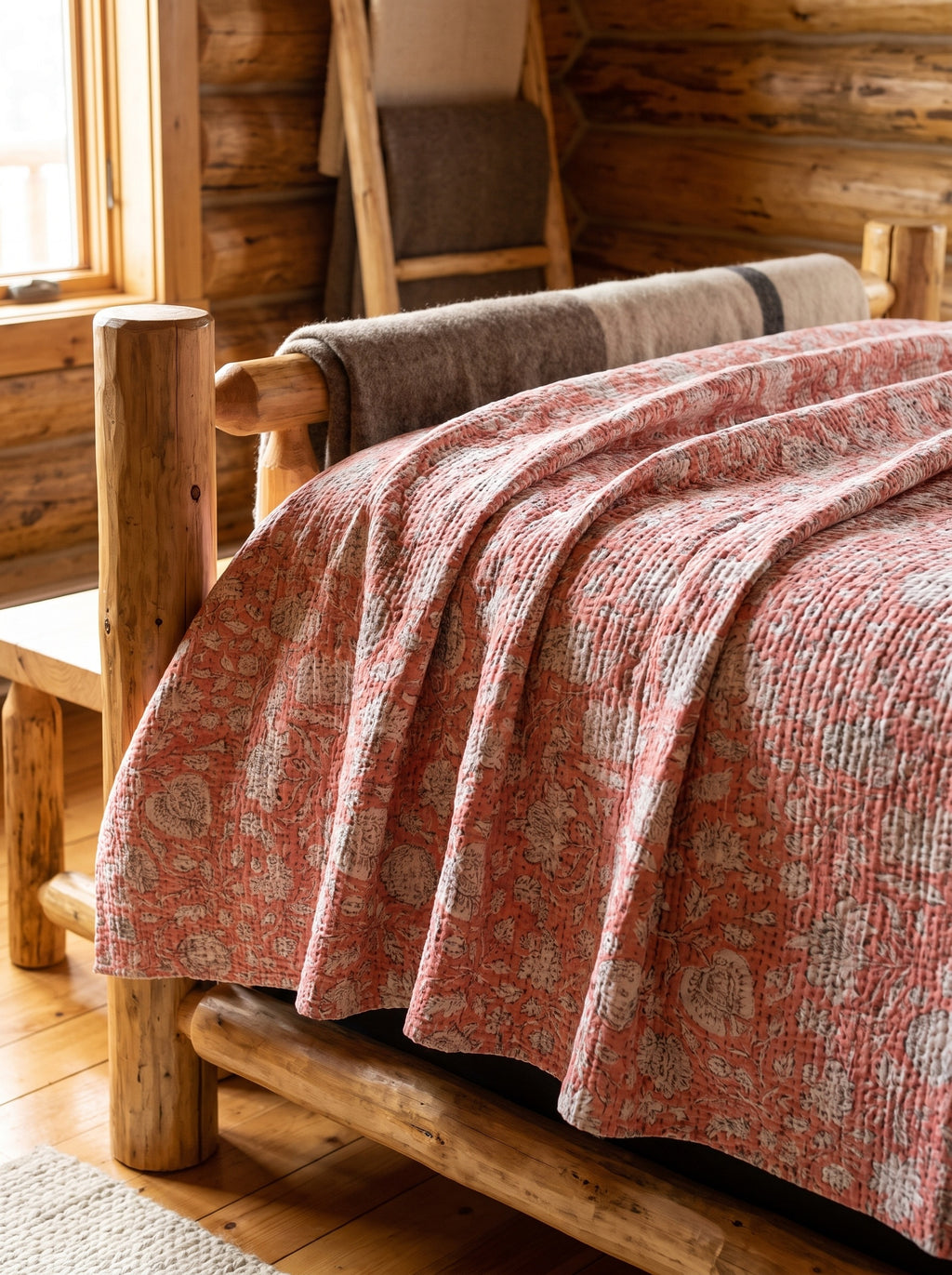Pure Dawn Handmade Kantha Bedspread