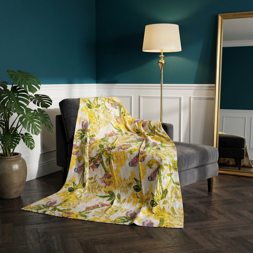 Dreamy Indigo Cotton Reversible Kantha Throw