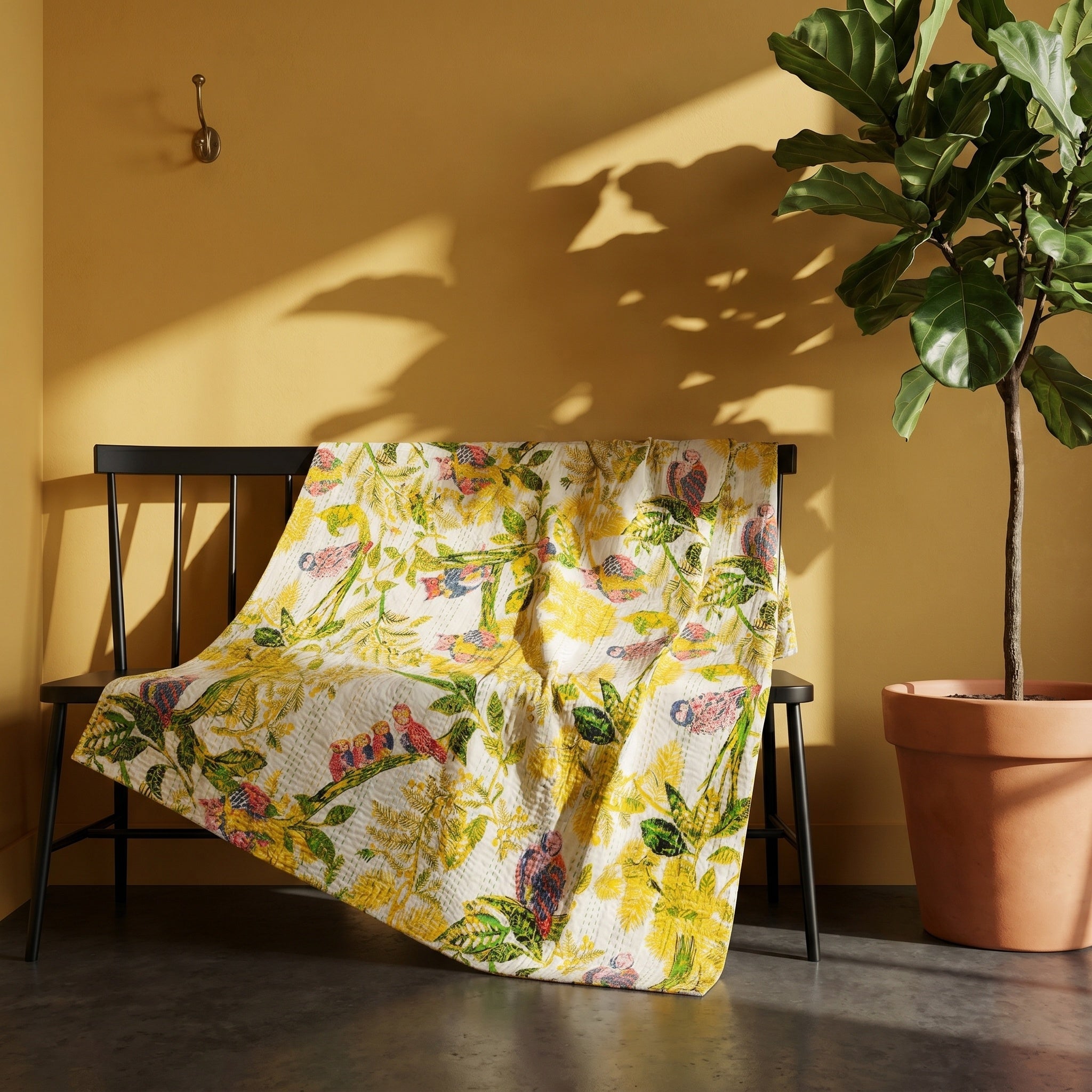 Dreamy Indigo Cotton Reversible Kantha Throw