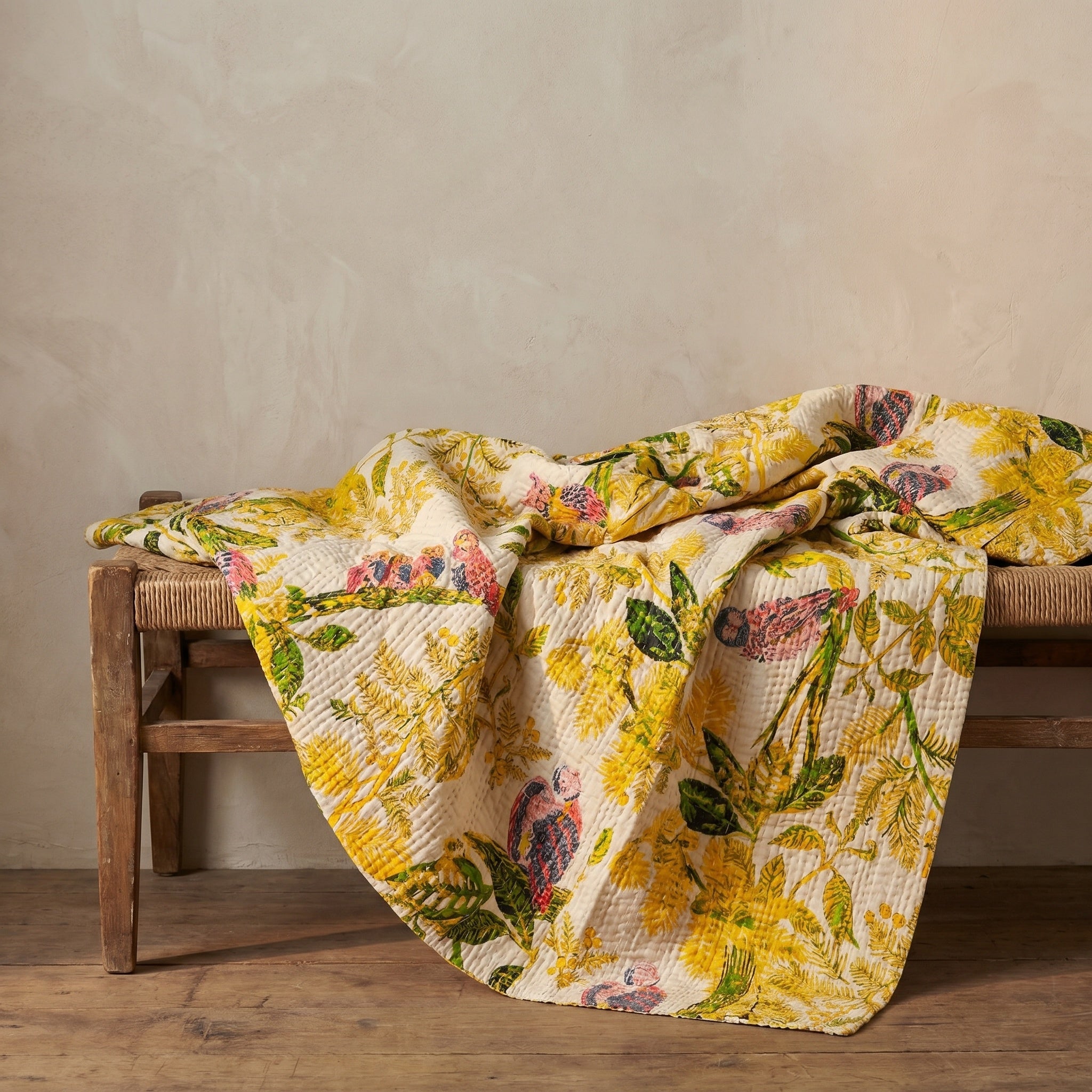 Dreamy Indigo Cotton Reversible Kantha Throw