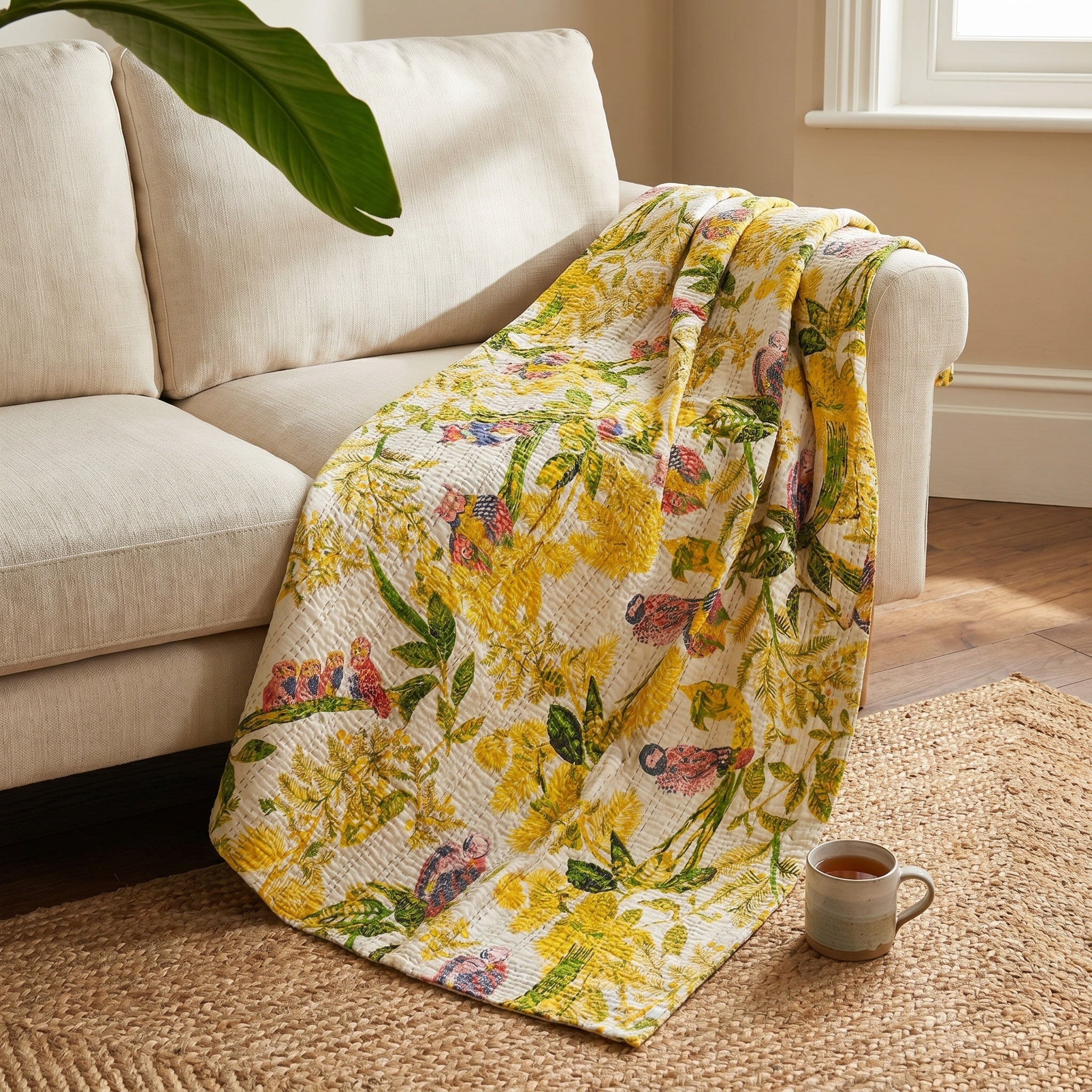 Dreamy Indigo Cotton Reversible Kantha Throw