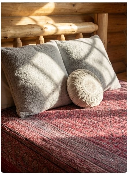 Indigo Mist Handmade Kantha Ajrak Queen Bedspread