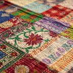 Fern Amber Handmade Patola Kantha Bedspread