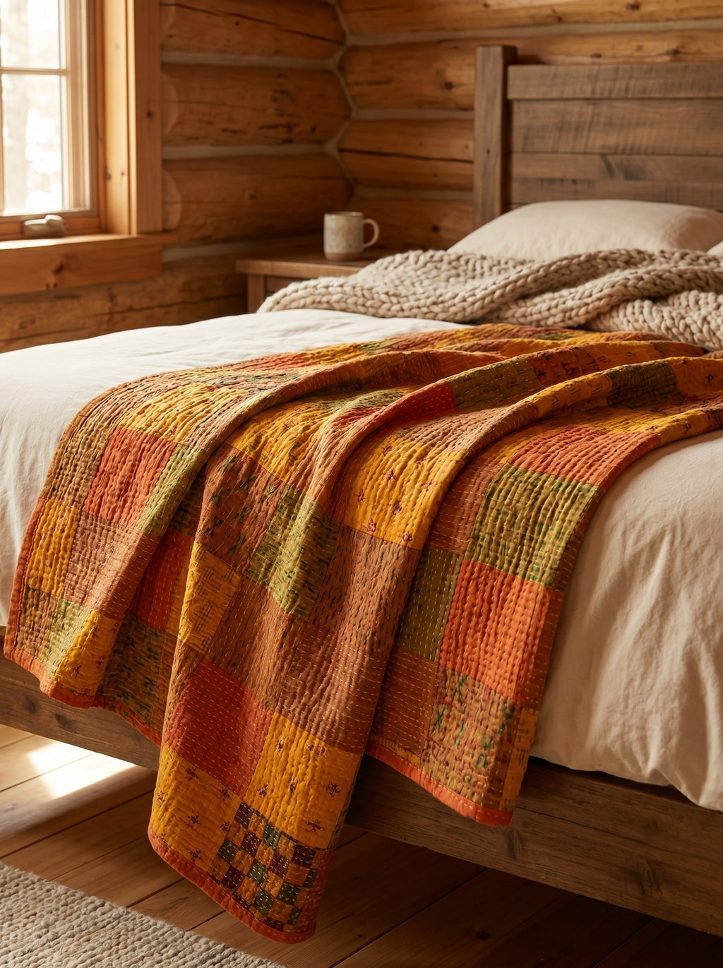 Rust Echo Handmade Patola King Bedspread