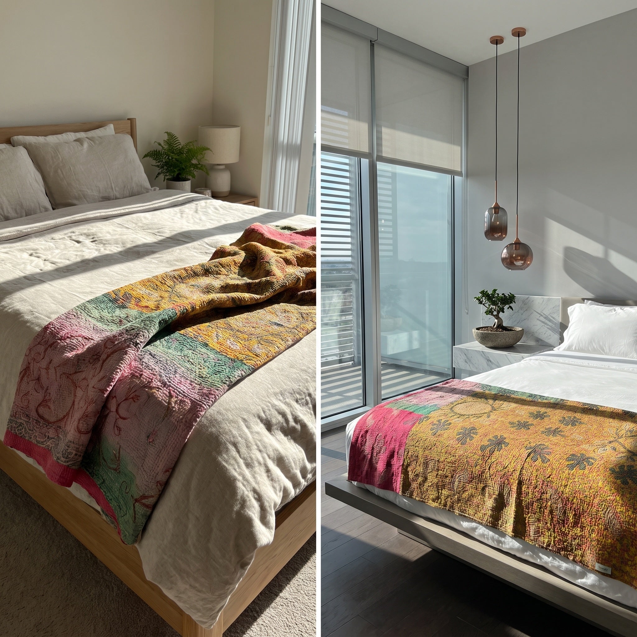 Sky Dew Luxury Vintage Suzani Kantha Throw