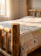 Fern Marigold Handmade Patola Kantha Bedspread