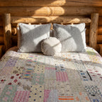 Fern Marigold Handmade Patola Kantha Bedspread