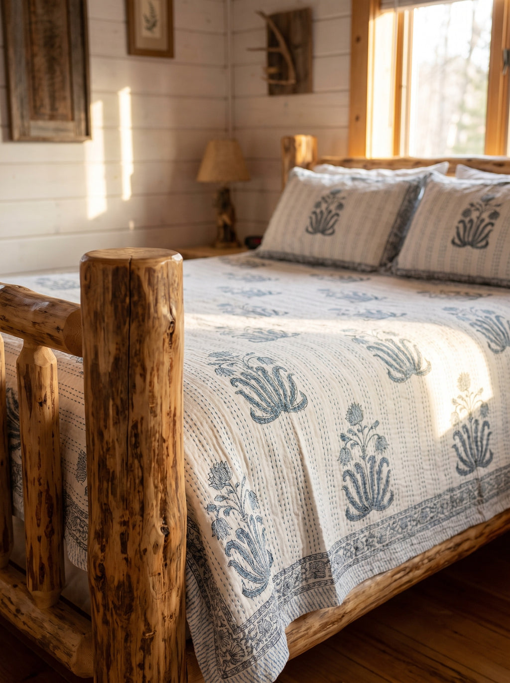 Tangling Teak Handmade Kantha Queen Bedspread