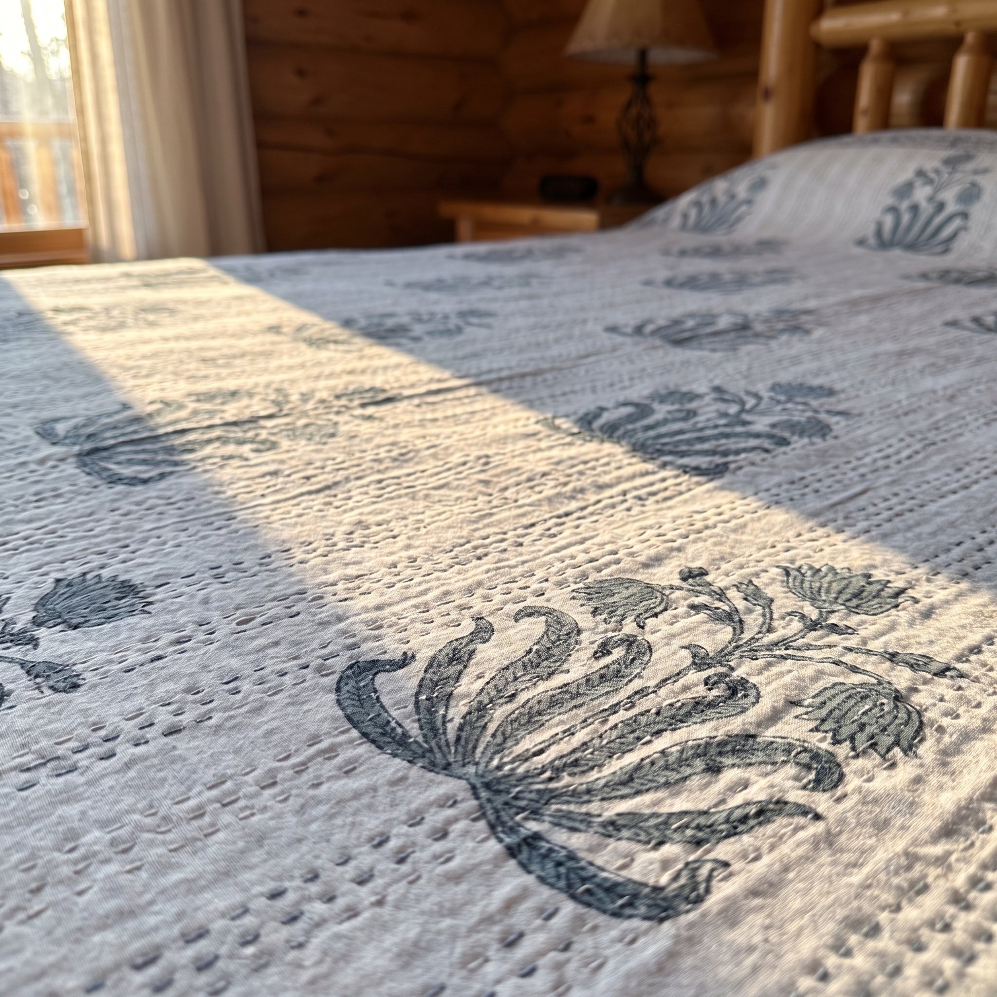 Tangling Teak Handmade Kantha Queen Bedspread