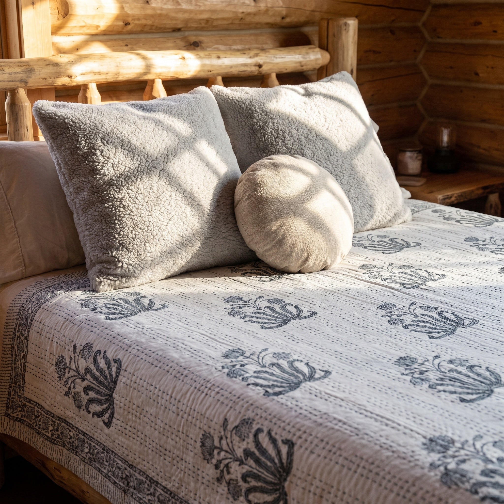 Tangling Teak Handmade Kantha Queen Bedspread