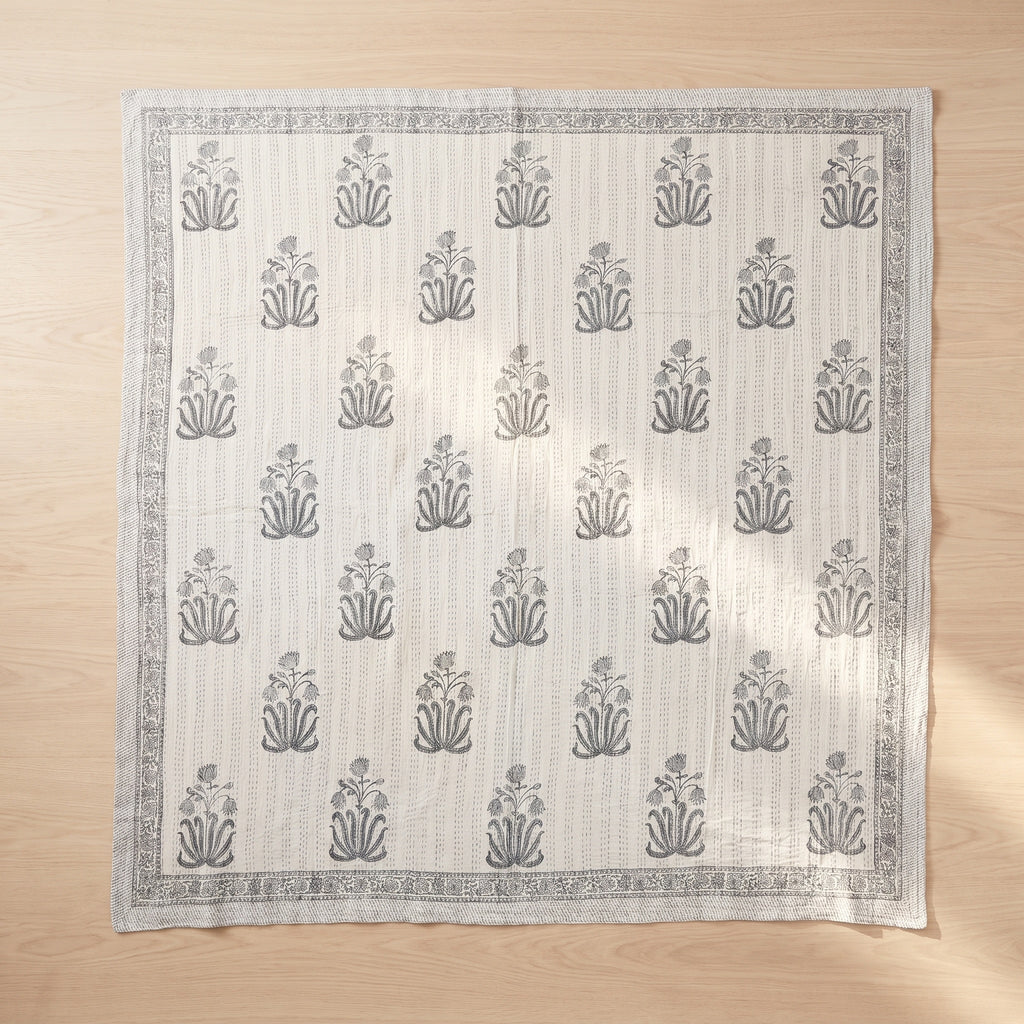 Tangling Teak Handmade Kantha Queen Bedspread
