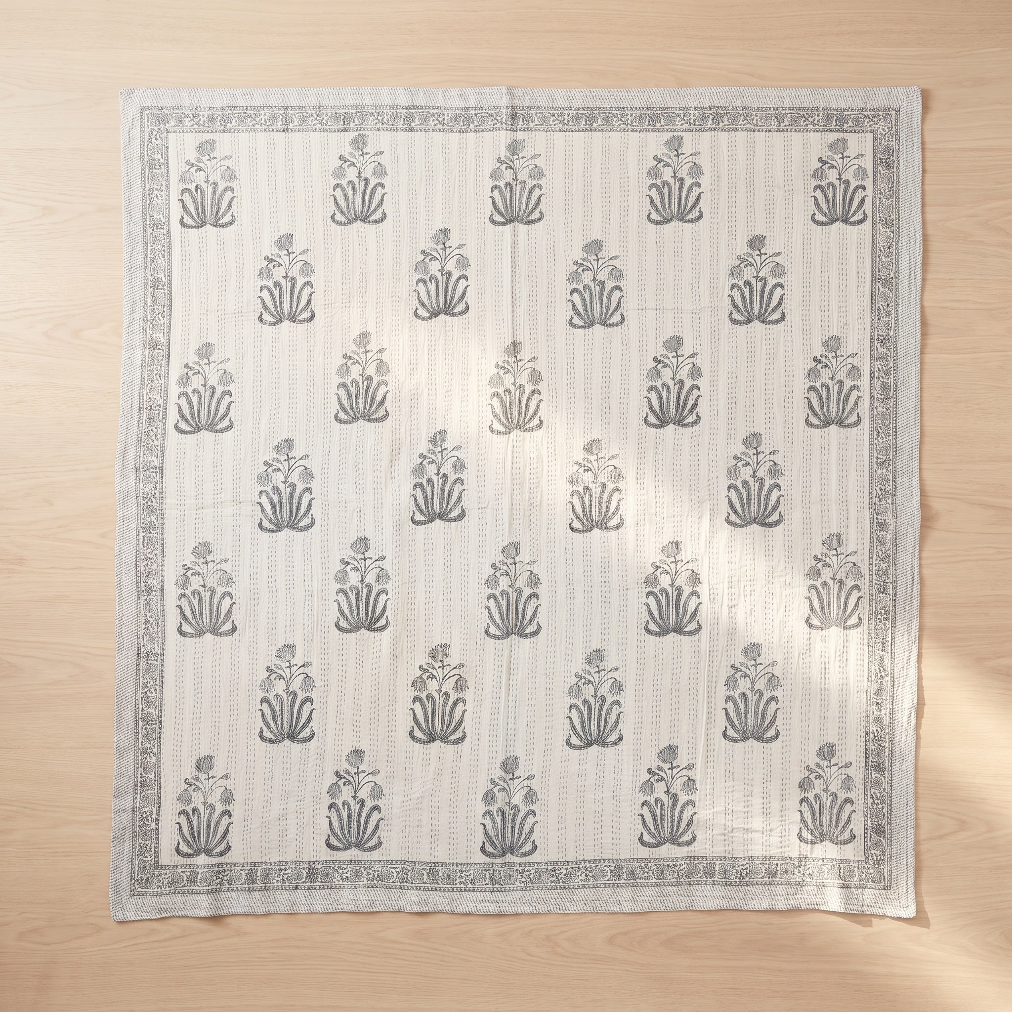 Tangling Teak Handmade Kantha Queen Bedspread