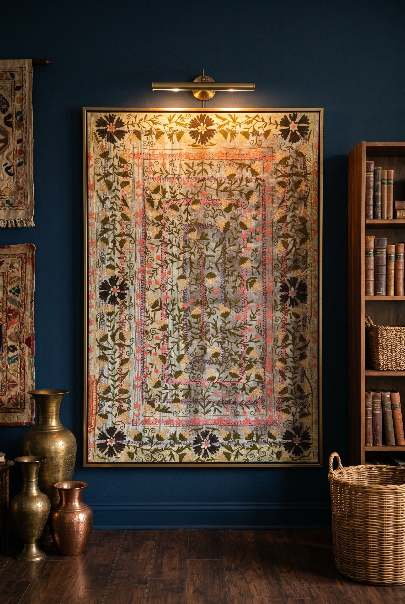 Jade Maple Luxury Vintage Suzani Kantha Throw