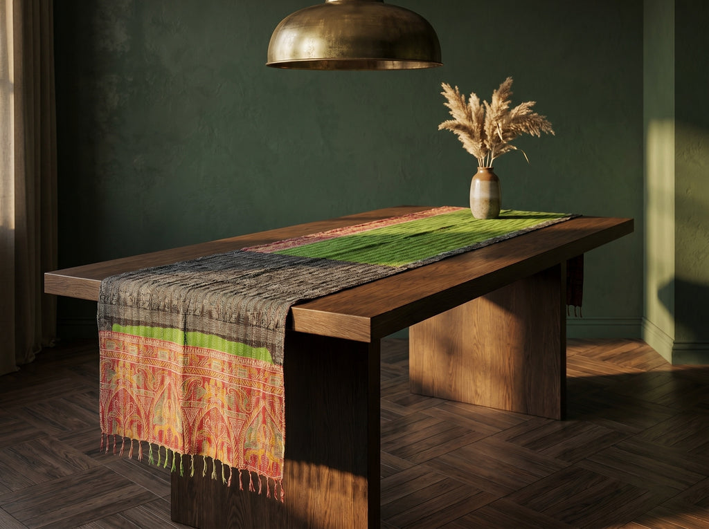 Ember Terracotta Vintage Handmade Kantha Silk Runner