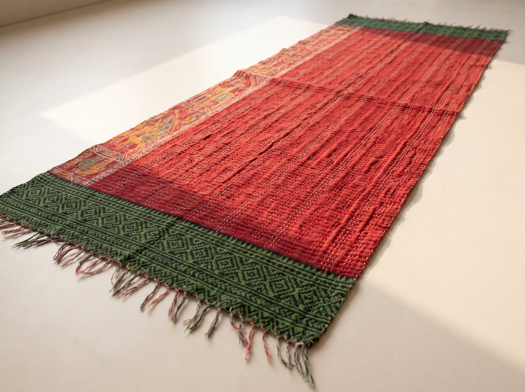 Ember Terracotta Vintage Handmade Kantha Silk Runner