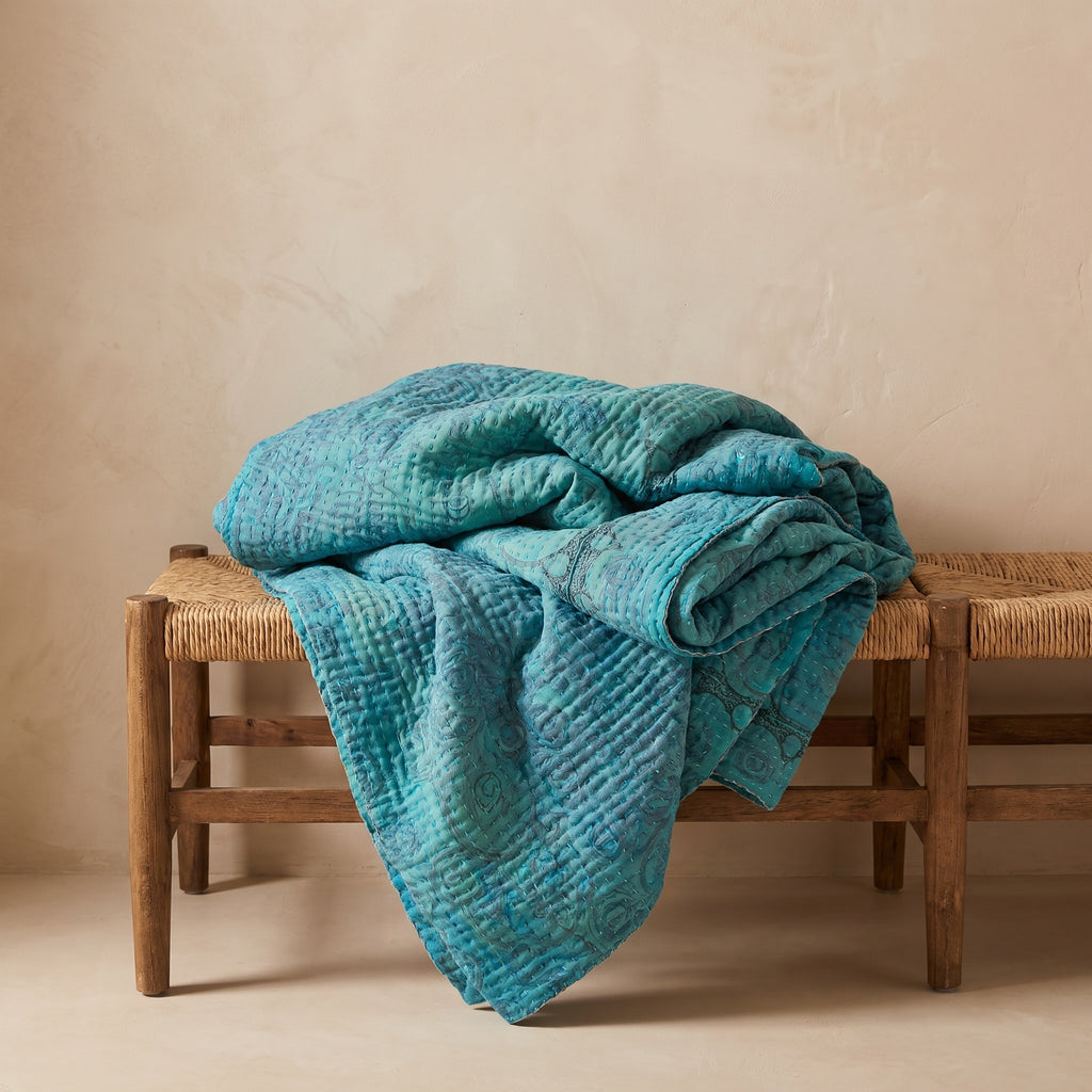 Jeté en coton kantha vintage Desert Stone