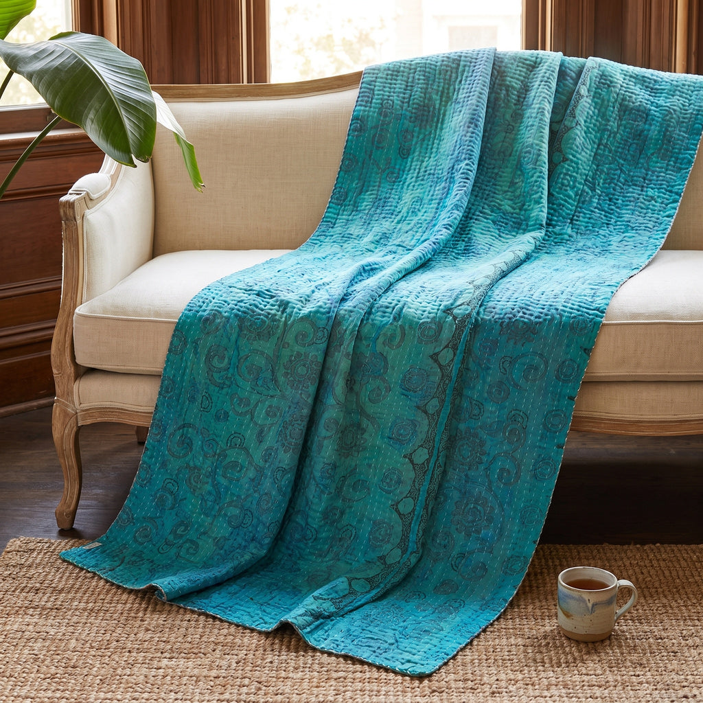 Jeté en coton kantha vintage Desert Stone