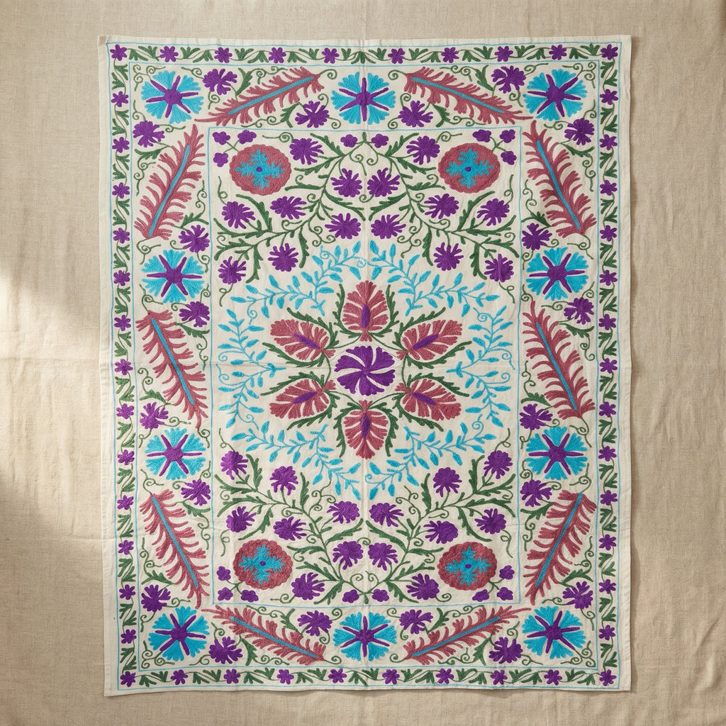 River Pebble Hand-Embroidered Cotton Throw