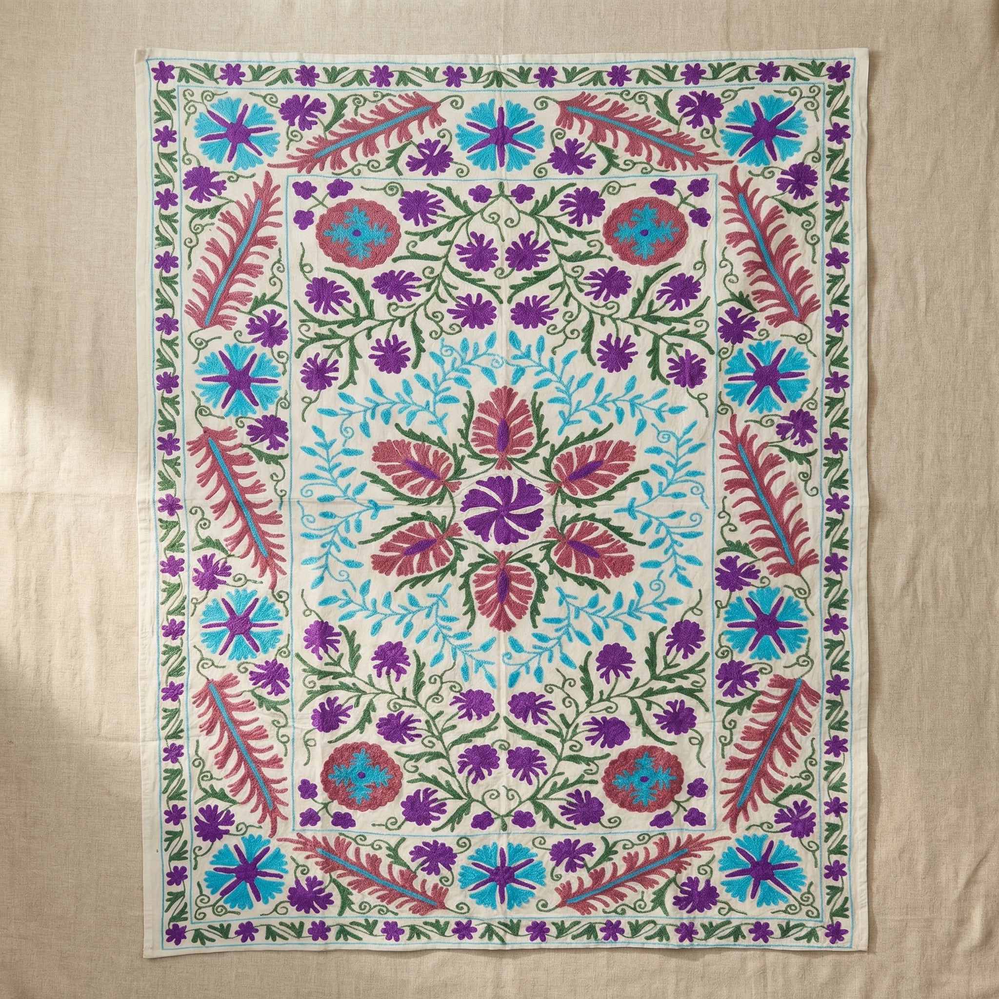 River Pebble Hand-Embroidered Cotton Throw