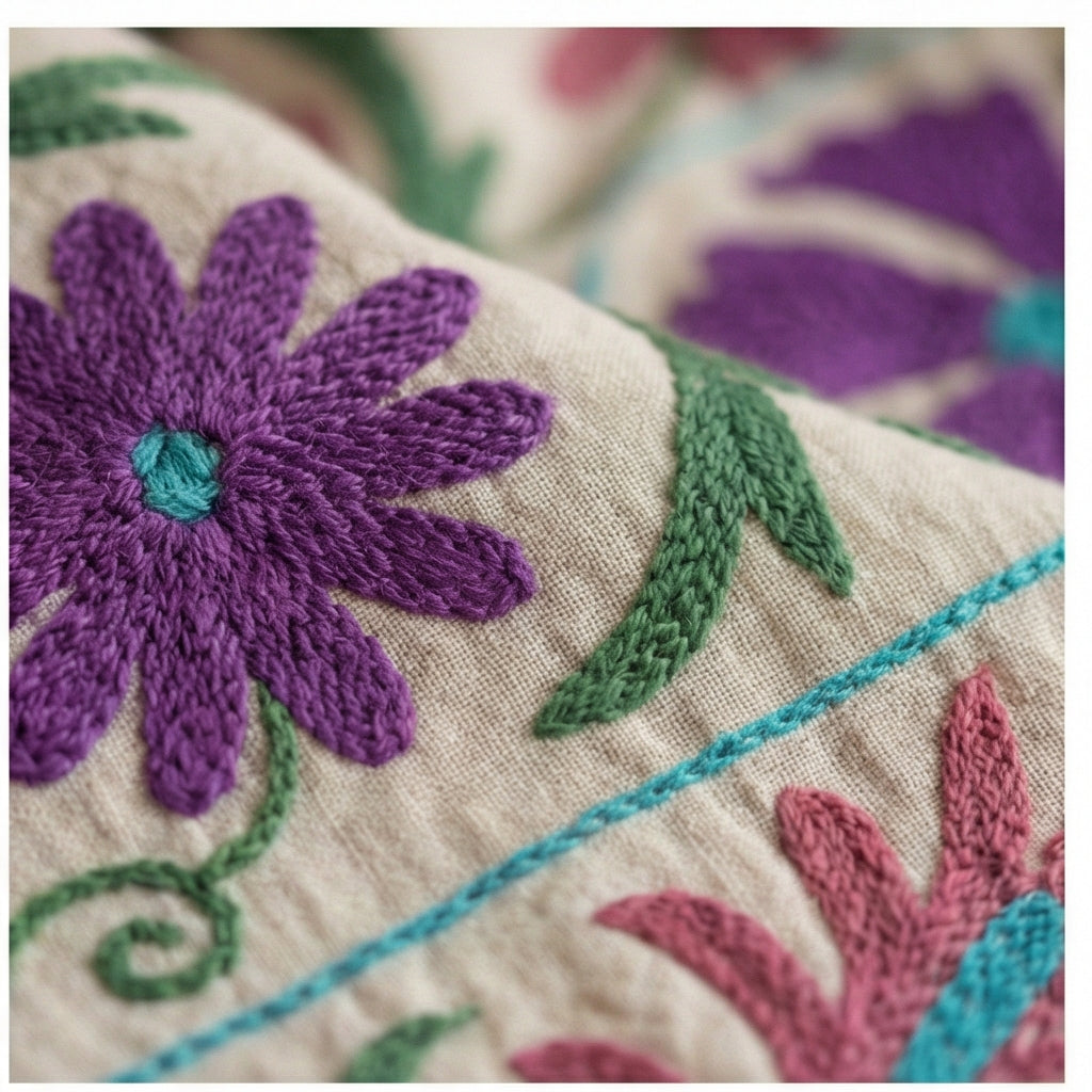 River Pebble Hand-Embroidered Cotton Throw