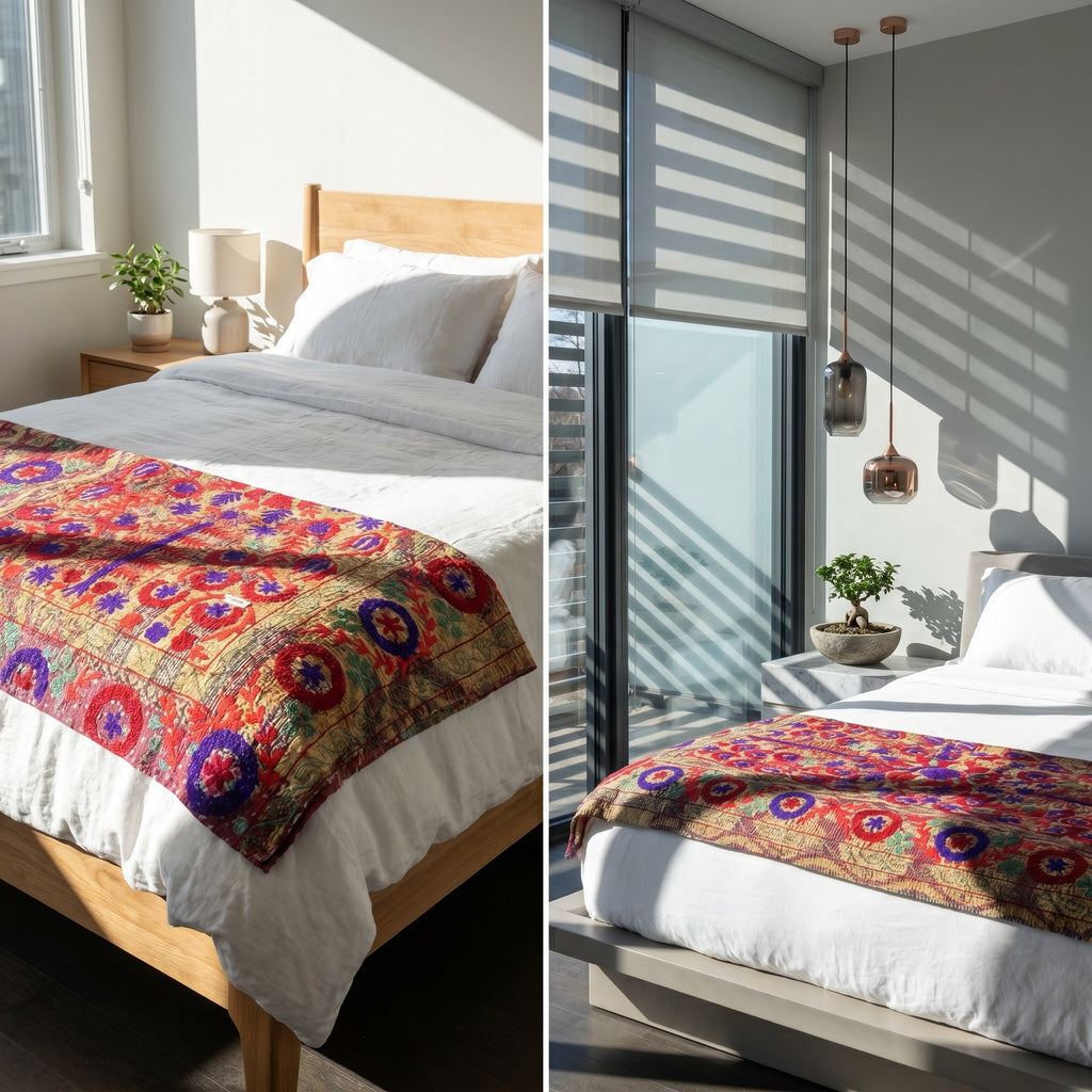 Ivy Fern Luxury Vintage Suzani Kantha Throw