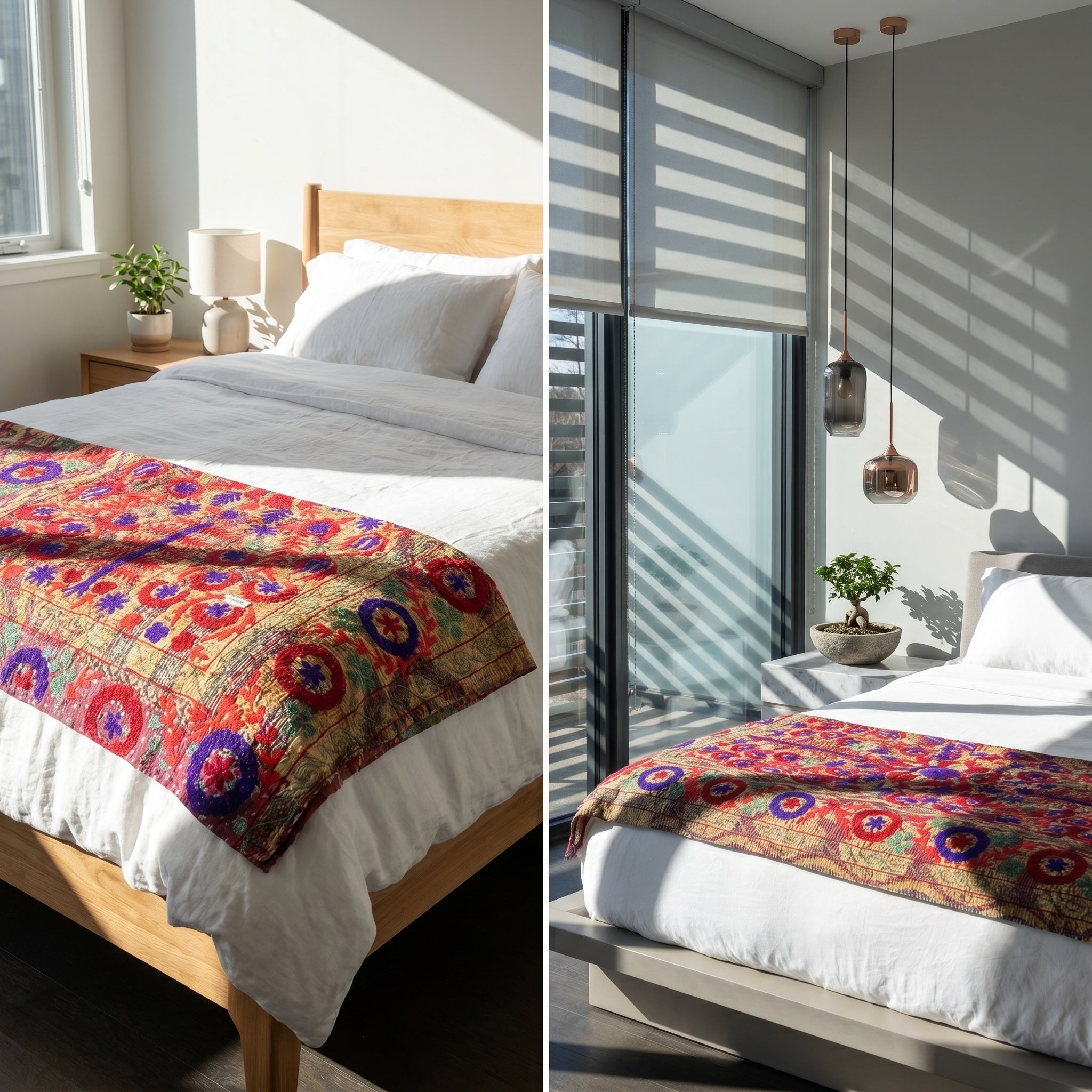 Ivy Fern Luxury Vintage Suzani Kantha Throw