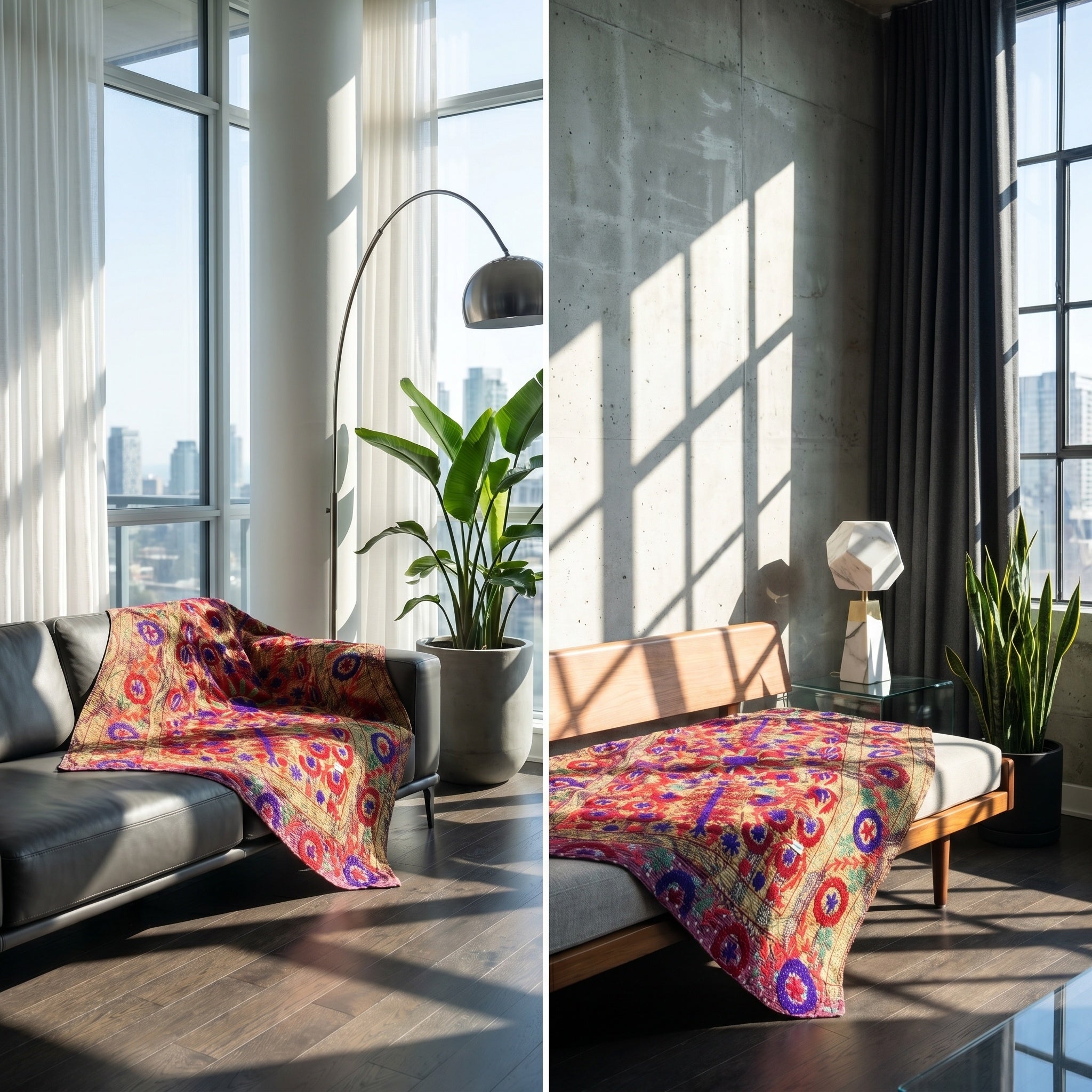 Ivy Fern Luxury Vintage Suzani Kantha Throw