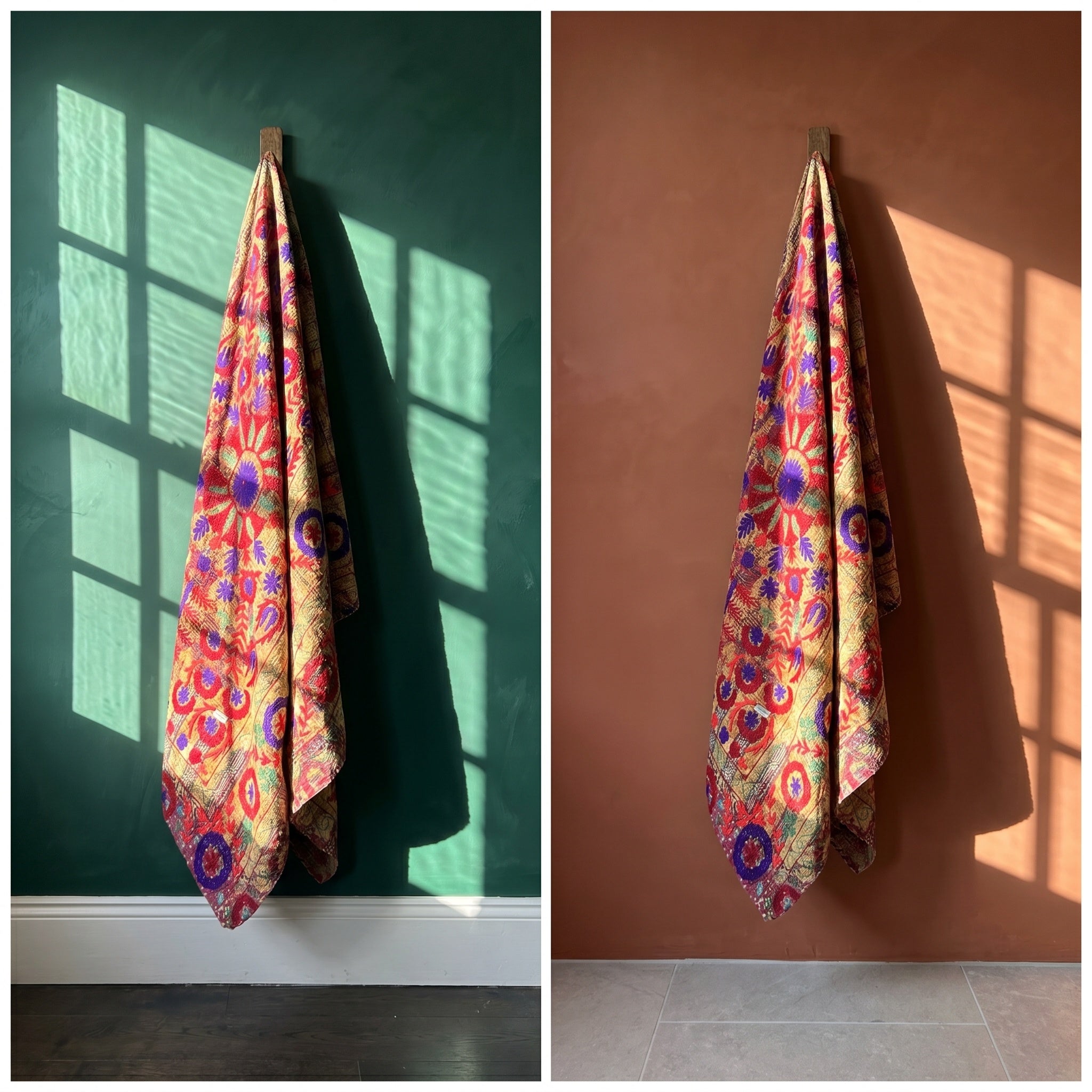 Ivy Fern Luxury Vintage Suzani Kantha Throw