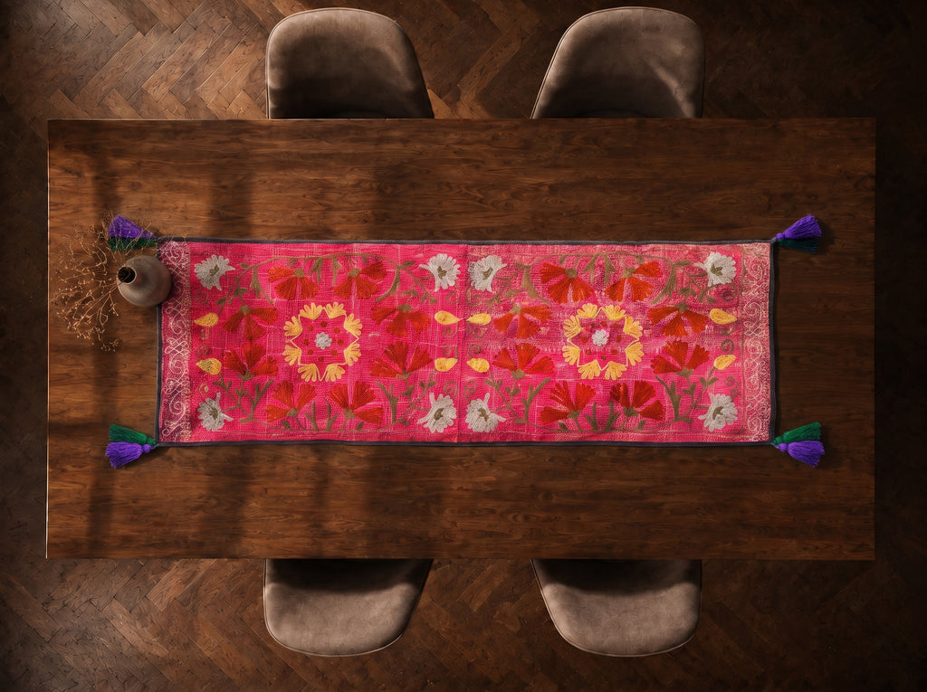 Juniper Trail Exclusive Hand Embroidered Suzani Kantha Runner