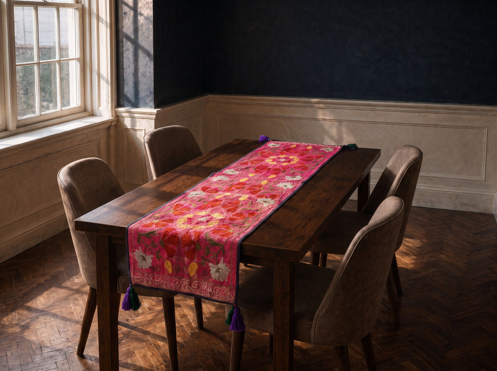 Juniper Trail Exclusive Hand Embroidered Suzani Kantha Runner
