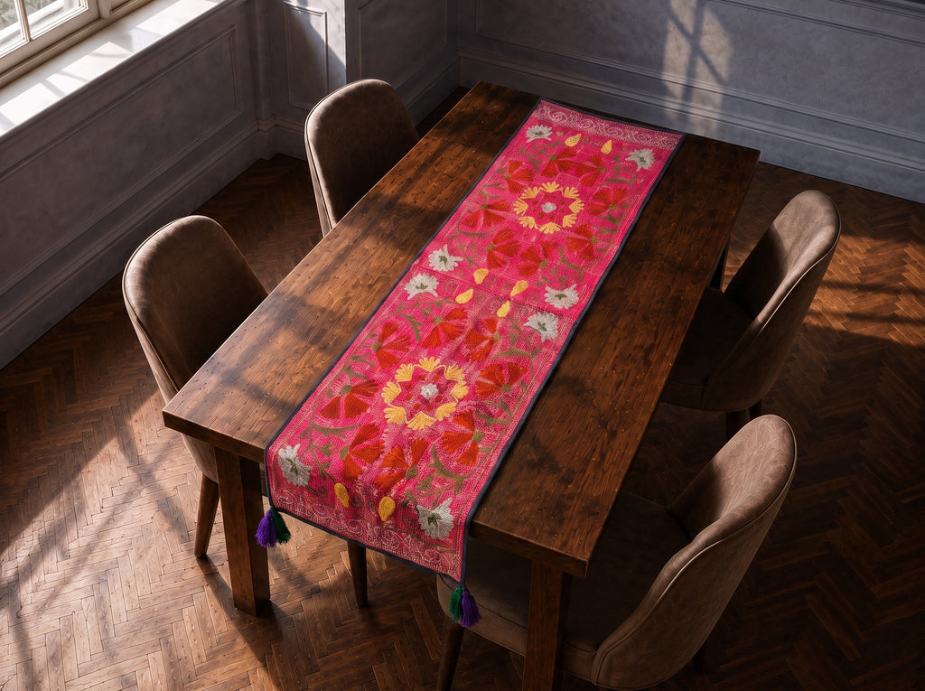 Juniper Trail Exclusive Hand Embroidered Suzani Kantha Runner
