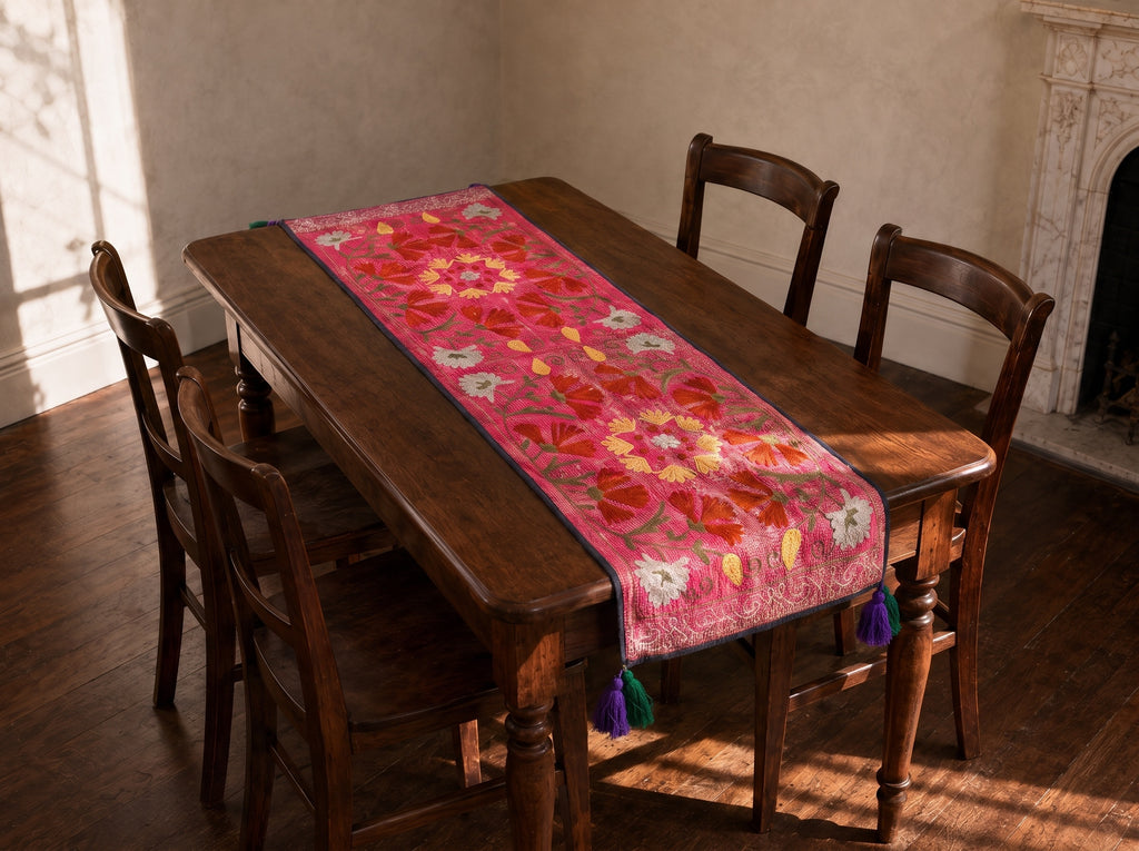 Juniper Trail Exclusive Hand Embroidered Suzani Kantha Runner