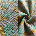 Verdant Fern Cotton Reversible Kantha Throw
